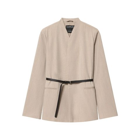 Blazer De Mujer Con Cinturón Color Sólido Manga Larga Solapa Informal Oficina Elegante Chic