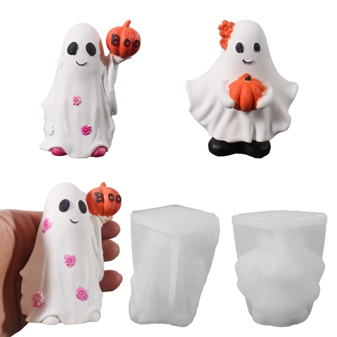 Halloween Geist Silikonform DIY Kürbis Geist Kerze Gips Harz Seife Kuchen Dekorieren Werkzeuge