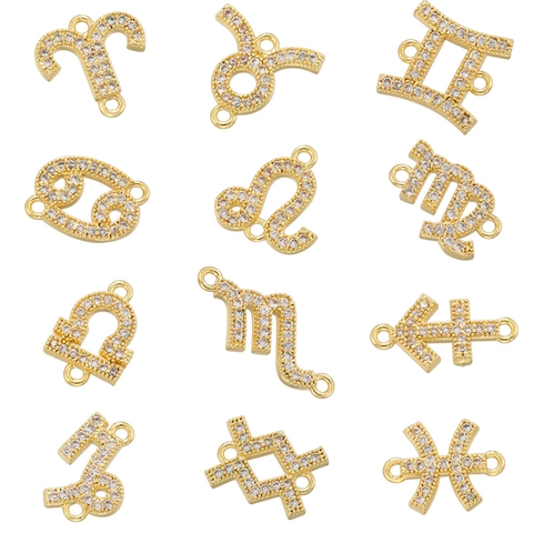 Breloques Connecteurs Constellation Micro-Pavé Zircon Laiton Double Boucle Pendentifs Pour DIY Création De Bijoux