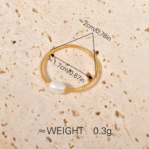 Anello Perla de Agua Dulce Acqua Dolce Retro Francese Acciaio Titanio Oro Minimalista Elegante Gioielli Moda Lusso Per Donne