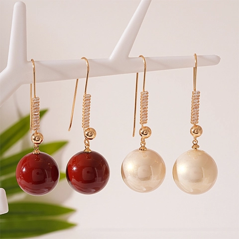 Pendientes Vintage Con Perla Artificial Imitación Circón Cobre Y Poste Acero Inoxidable Joyería De Bola Para Mujer