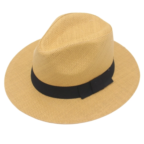Κλασικό Ψάθινο Καπέλο Παναμά Fedora Για Άνδρες Γυναίκες Καλοκαίρι Παραλία Καπέλο Ήλιου Με Μαύρη Κορδέλα Αναπνεύσιμο