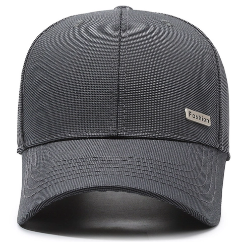 Baseball Kappe Für Herren Polyester Strukturgewebe Mit Metalllabel Verstellbare Gebogene Krempe Lässiger Sport Sonnenschutz
