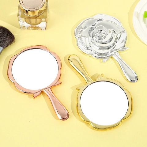 Specchio A Mano Fiore Di Rosa Trucco Portatile Mini Rilievo ABS Specchio Cosmetico Per Viaggi Matrimonio Regalo Damigella D'onore