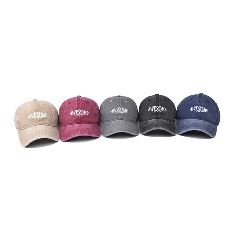 Cappello Da Baseball In Cotone Lavato Distressed Retro Ricamo Awesome Regolabile Cappello Da Sole Uomo Donna