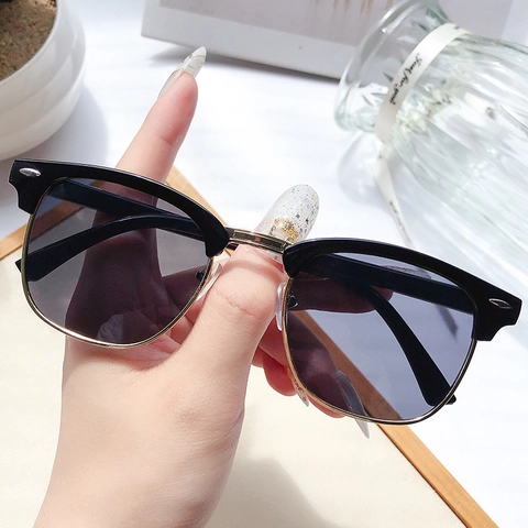 Retro Clubmaster Sonnenbrille UV400 Schutz Halbrand Metall PC Rahmen Vintage Fahrbrille Für Herren Damen Unisex