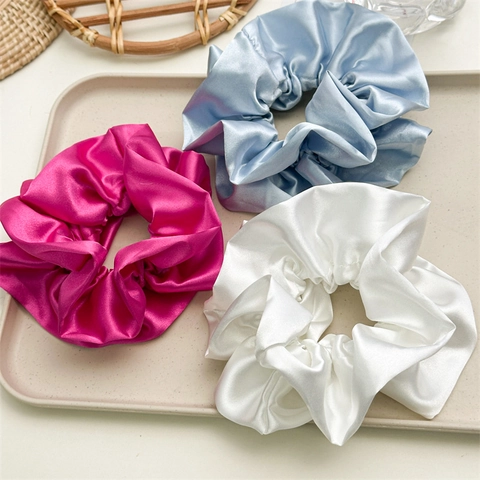 Glossy Satin Scrunchies Double Layer Pleated Satin Texture Hair Ties High Elastic Hair Bands For Women Girls Sweet