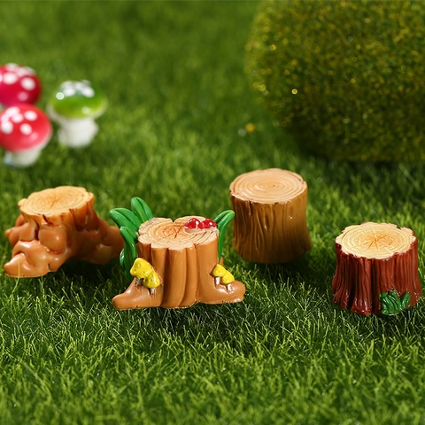 Miniature Tree Stump Resin Figurines For Moss Microlandscape Fairy Garden Decor Realistic Wood Texture DIY Landscape Accessories