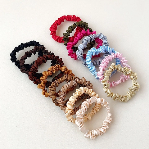 Satin Scrunchies Satin Hair Ties Elastic Soft Hair Bands Solid Color Elegant Hair Accessories For Women Girls