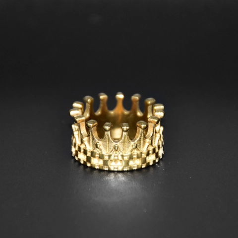 Kronenring 18K Vergoldeter Edelstahl Gitterstruktur Persönlichkeitsschmuck Für Herren Damen