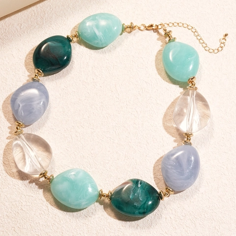 Bohemian Beach Beaded Shell Necklace For Women Alloy Shell Faux Artificial Pearl Resin Layered Choker Vacation Ethnic Jewelry Gift