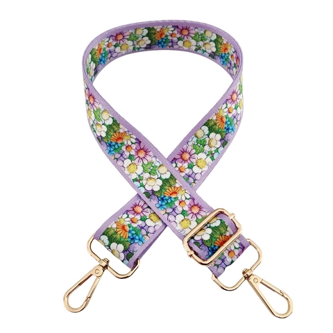 Adjustable Wide Shoulder Strap Replacement Polyester Webbing Colorful Flower Butterfly Print For Handbags Crossbody Bags