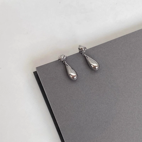 Pendientes Colgantes De Gota De Agua Pulidos Minimalistas Cobre Estilo Francés Metal Líquido Joyas Geométricas Para Mujeres