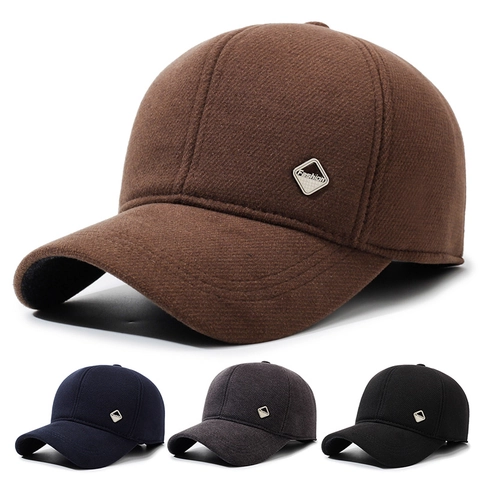 Gorra De Béisbol De Lana Gruesa Para Hombre Con Orejeras Plegables Sombrero De Invierno Cálido Resistente Al Viento Ajustable