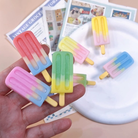 Popsicle Ice Cream Hair Clips Resin Gradient Color Duckbill Hairpins Summer Cute Hair Accessories For Girls Women