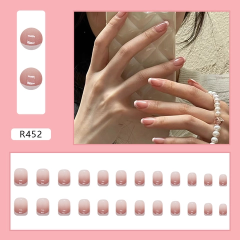 Press On Nägel Französisch Ombre Rouge Rosa Weiße Spitzen Glänzend Kurz Quadratisch Oval Falsche Nägel Abnehmbar