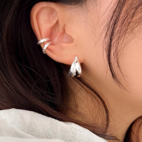 925 Sterling Silber Creolen Gemischte Textur Glatt Und Gedreht Geometrisch Minimalistisch Mode Für Damen