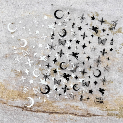 Nagelstickers Sterrenhemel Maan Sterren Pegasus Vlinder Patronen Japanse Stijl DIY Dunne Manicure Decoratie