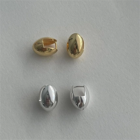 Orecchini A Cerchio Ovali Argento Sterling 925 Lucido Minimalista Geometrico Huggie Gioielli Quotidiani Da Donna