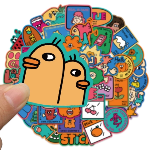 Cartoon Graffiti Stickers PVC Waterdicht Mat Kleurrijke Eigenzinnige Abstracte Illustraties Voor Laptop Skateboard Bagage Decoratie