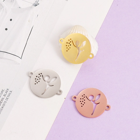 Hollow Out Fairy Angel Pendant Connectors Stainless Steel For DIY Jewelry Making Necklaces Bracelets Accessories Charm