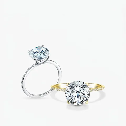 Anello In Argento Sterling 925 Zircone Rotondo Solitario Classico Lusso Matrimonio Fidanzamento Per Donne Gioielli Di Moda