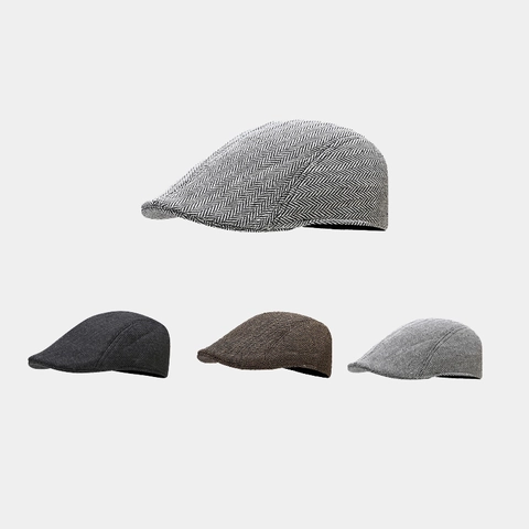 Newsboy Pet Heren Dames Vintage Britse Stijl Visgraat Flat Cap Warme Wintermuts Polyester Katoen Klep Pet