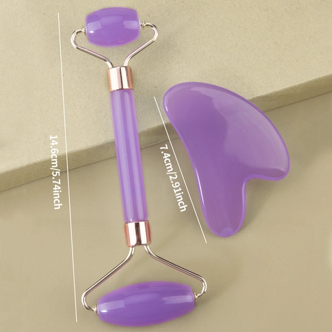 Resin Facial Roller And Heart Gua Sha Scraper Zinc Alloy Dual Head Face Massage Tool Skin Care Lifting Rejuvenation