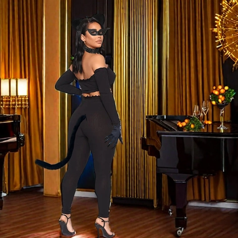 Catwoman Cosplay Accessoires Kunstbont Pluche Pailletten Polyester Voor Halloween Party Maskerade Rekwisieten