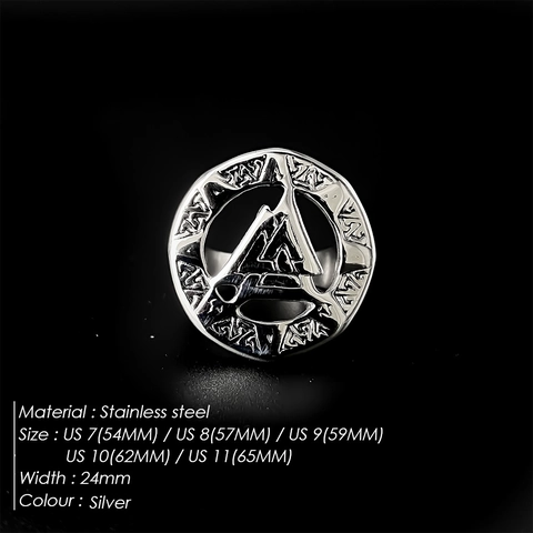 Men Viking Valknut Ring Stainless Steel Retro Punk Nordic Rune Geometric Signet Finger Ring Jewelry For Men Gift