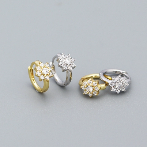 Orecchini A Cerchio A Fiore In Argento Sterling 925 Strass Scintillanti Fiore Di Prugno Gioielli Per Donna