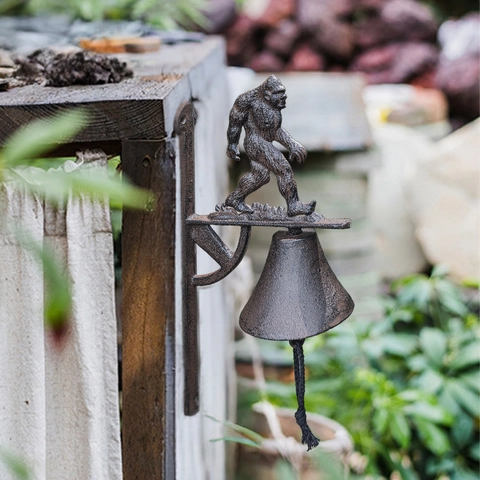 Sonnette De Porte Murale En Fonte Vintage Cloche Rustique Pour Jardin Sasquatch Oiseau Coq Décor