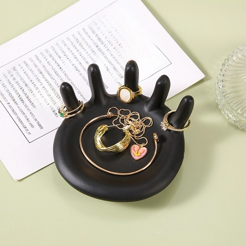 Hand Shape Jewelry Display Holder Resin Five Fingers Ring Tray Desktop Organizer Nordic Style For Necklaces Bracelets
