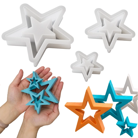 Siliconen Vorm In Stervorm Hol Pentagram Voor DIY Hars Gips Taart Decoreren Bakken Dessert Ornament Maken