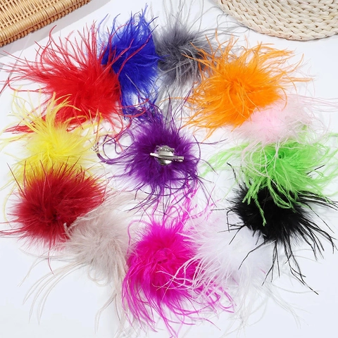 Spilla Fermaglio Per Capelli In Piume Di Struzzo Naturali Soffice Corsage Abito Festa Banchetto Matrimonio Natale Vintage Elegante