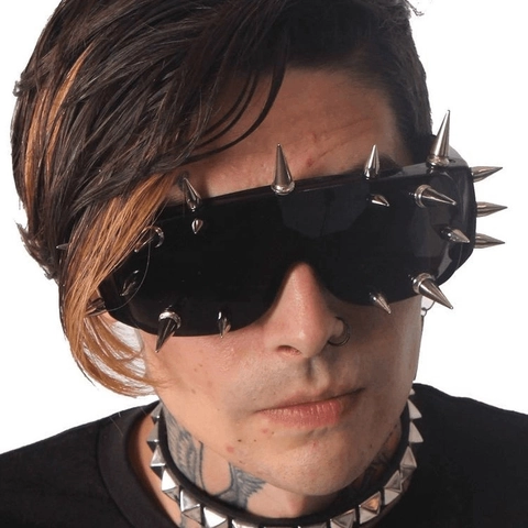 Occhiali Da Sole Punk Shield Con Borchie Metalliche Spikes Cyberpunk Y2K Gothic Per Feste Moda Unisex Protezione UV400