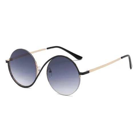 Gafas De Sol Redondas Retro Metal Puente De Ola Irregular UV400 Lentes Degradados Moda Para Mujeres Hombres