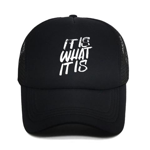 Cappello Trucker In Rete Traspirante Berretto Da Baseball IT IS WHAT IT IS Stampa Slogan Snapback Per Uomo Donna