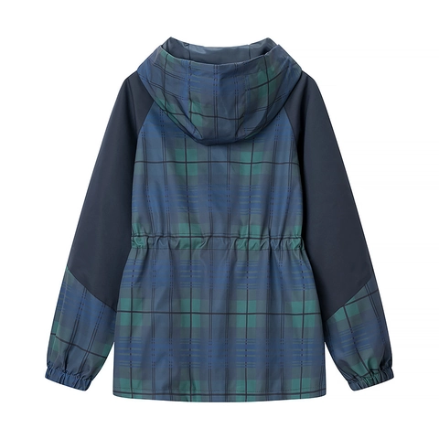 Giacca Antivento Con Cappuccio Da Donna Patchwork A Quadri Vita Con Coulisse Poliestere Capispalla Casual