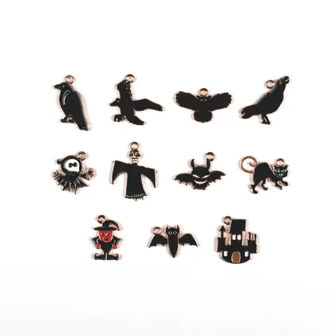 Halloween Charms Pendants Enamel Zinc Alloy Ghost Pumpkin Bat DIY Jewelry Accessories Making Findings Crafting Supplies