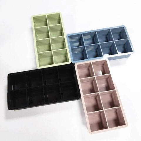 Bandeja de Hielo de Silicona con Tapa Moldes para Cubitos de Hielo Cuadrados Fabricante de Hielo para Whisky Herramienta de Cocina