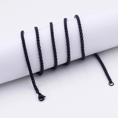 Schwarze Box Chain Halskette Titanstahl Elektroplattiert Geometrisch Punk Hip Hop Schmuck Für Herren Damen