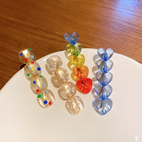 Pince À Cheveux Faite À La Main En Résine Acrylique Coeur À Pois Dégradé Coloré Épingle À Cheveux Base En Métal Bijoux Femmes Filles