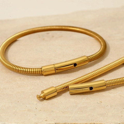 Set Di Gioielli In Acciaio Inossidabile Minimalista Catena A Serpente Collana Bracciale Impermeabile Resistente Al Sudore Stile INS Unisex