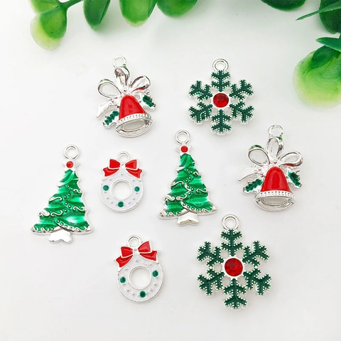 Weihnachtsanhänger Legierung Emaille Tropföl Anhänger Für DIY Schmuckherstellung Armband Halskette Schlüsselanhänger Dekoration
