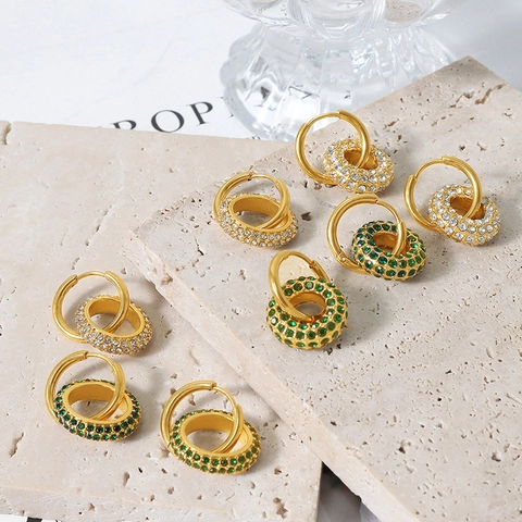 Titanium Stahl Creolen Mit Gepflastertem Tschechischem Diamant Anhänger Luxus Geometrischer Schmuck Für Damen Vielseitig Elegant