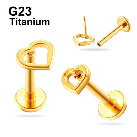Hol Hart G23 Titanium Labret Stud Platte Achterkant Kraakbeen Oorbel Tragus Piercing Lichaamssieraden Push Pin Voor Dames Heren