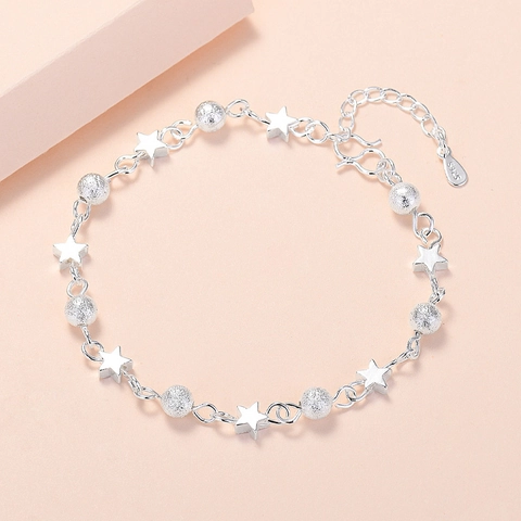 Braccialetto Con Ciondolo Stella Pianeta Perline Opache Rame Placcato Argento Gioielli Stile Coreano Per Donne Studentesse
