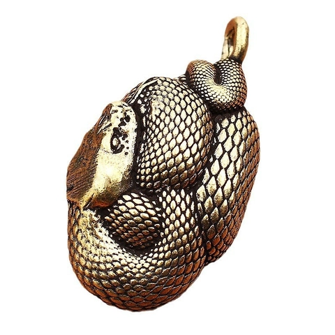 Mini Statuina Serpente Ciondolo Ottone Retro Antico Pitone Anno Del Serpente Ornamento Animale Portachiavi Animale Tè