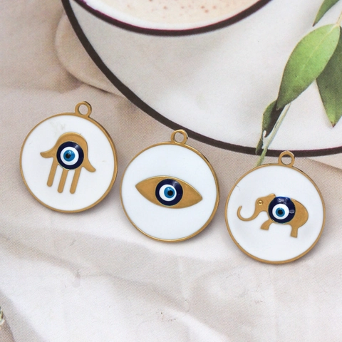 Böser Blick Hamsa Hand Anhänger Edelstahl Emaille Charms Für DIY Schmuckherstellung Halsketten Armbänder Zubehör
